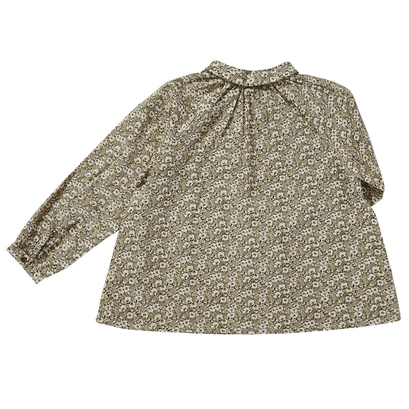 Girls Grey Flower Printed Trims Cotton Blouse - CÉMAROSE | Children's Fashion Store - 2