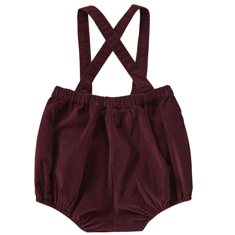 Baby Wine Red Cotton Short Dungaree - CÉMAROSE | Children's Fashion Store - 2