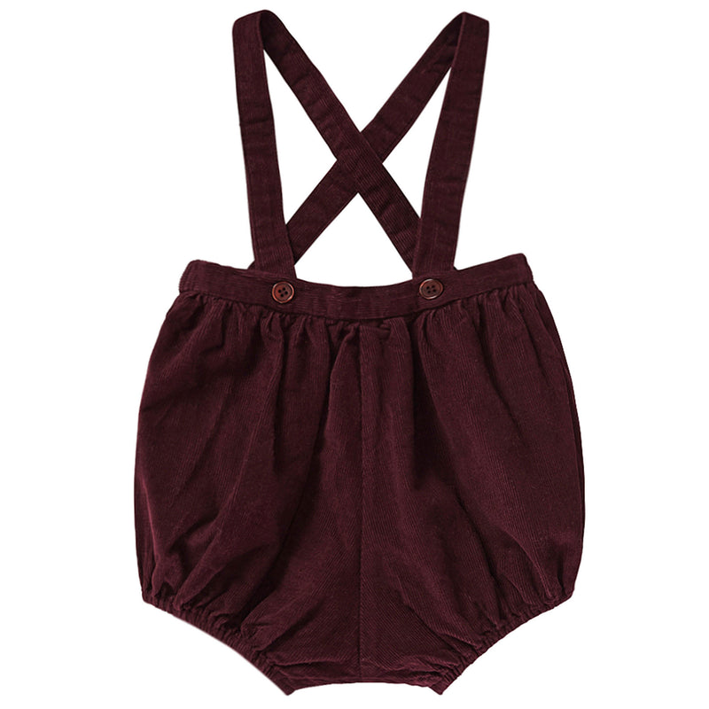 Baby Wine Red Cotton Short Dungaree - CÉMAROSE | Children's Fashion Store - 1