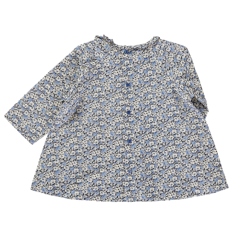 Baby Girls Blue Flower Printed Cotton Woven Dress - CÉMAROSE | Children's Fashion Store - 2