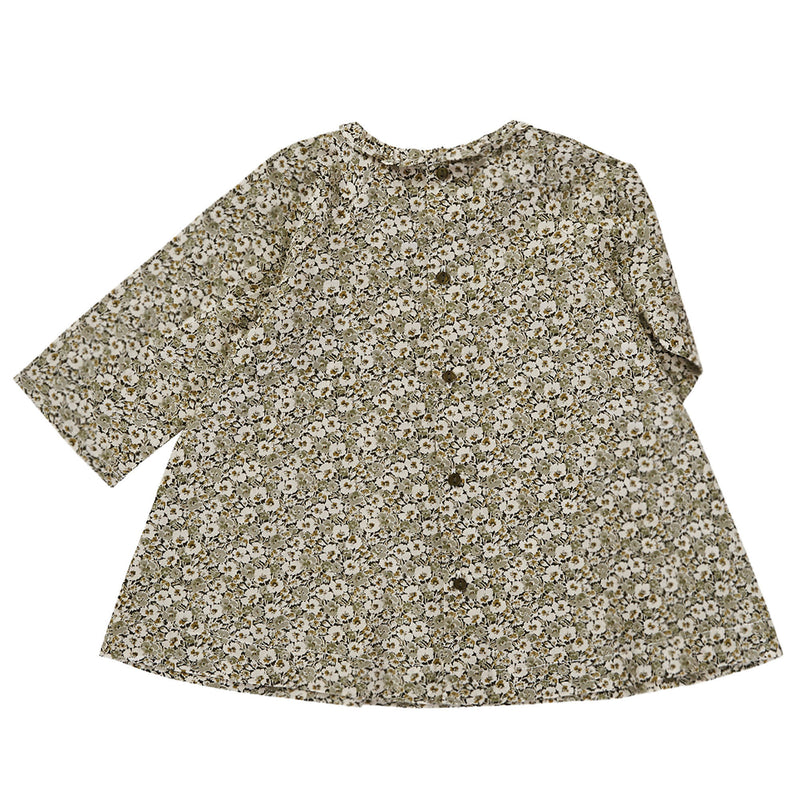 Baby Girls Grey Flower Printed Cotton Woven Dress - CÉMAROSE | Children's Fashion Store - 2