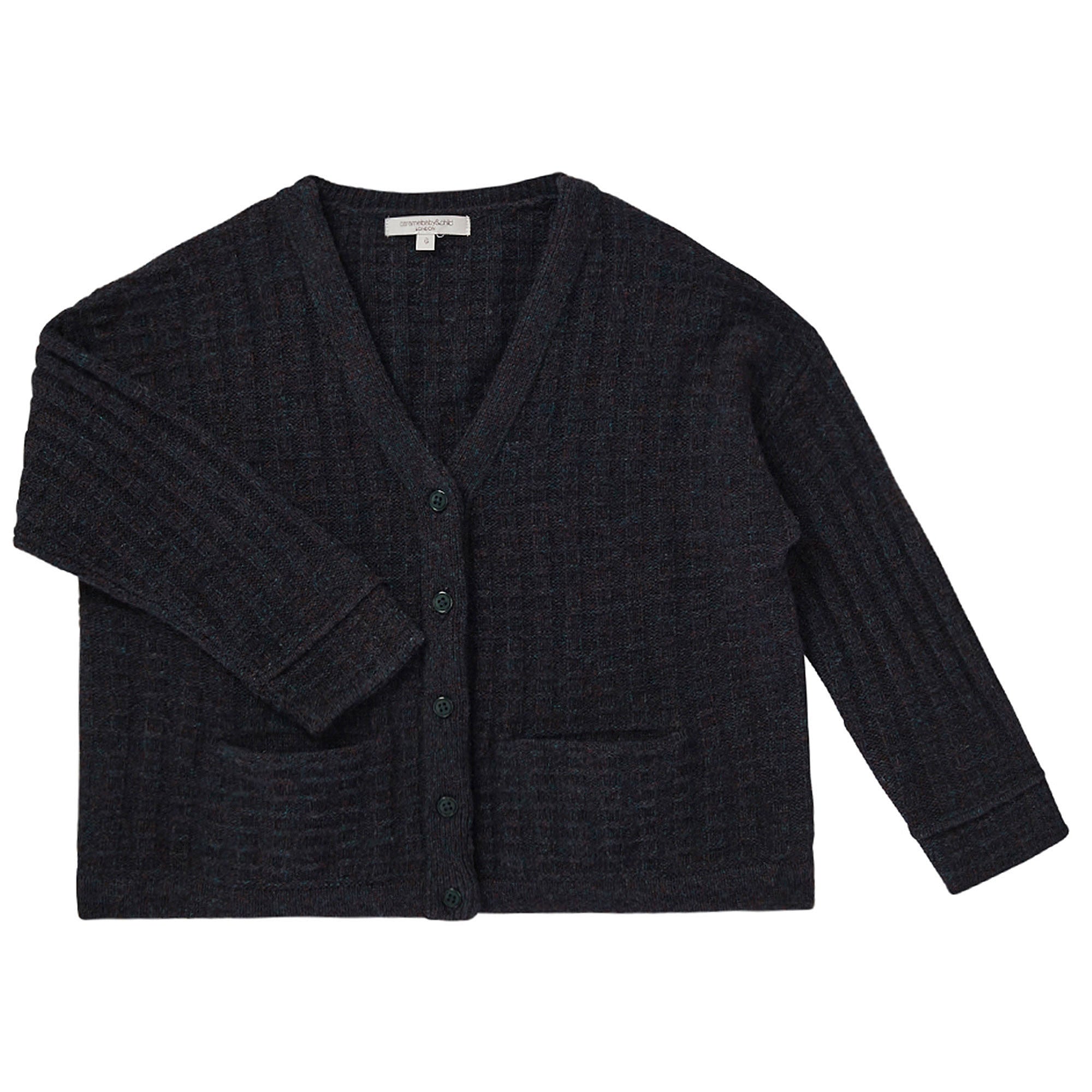 Boys Black Knitted Wool Cardigans With Patch Pocket - CÉMAROSE | Children's Fashion Store - 1
