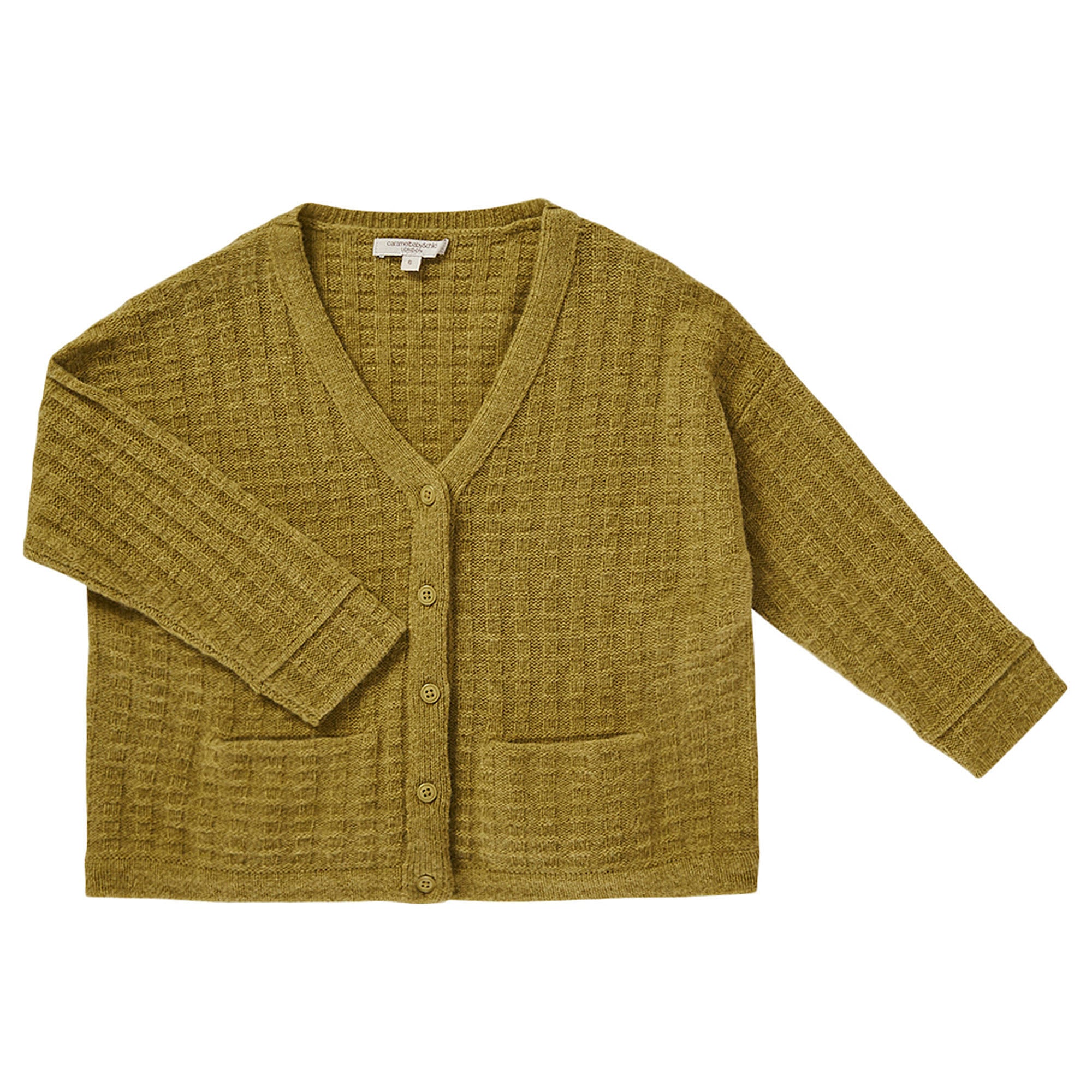 Boys Lime Knitted Wool Cardigans With Patch Pocket - CÉMAROSE | Children's Fashion Store - 1