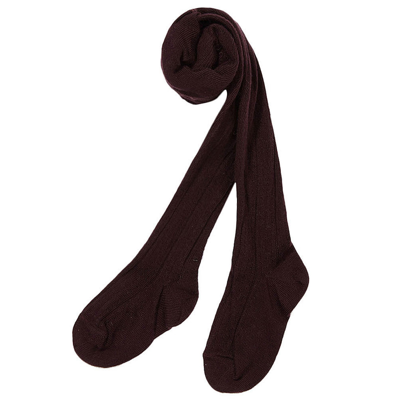 Girls Deep Purple Cotton Knitted Pointelle Tights - CÉMAROSE | Children's Fashion Store