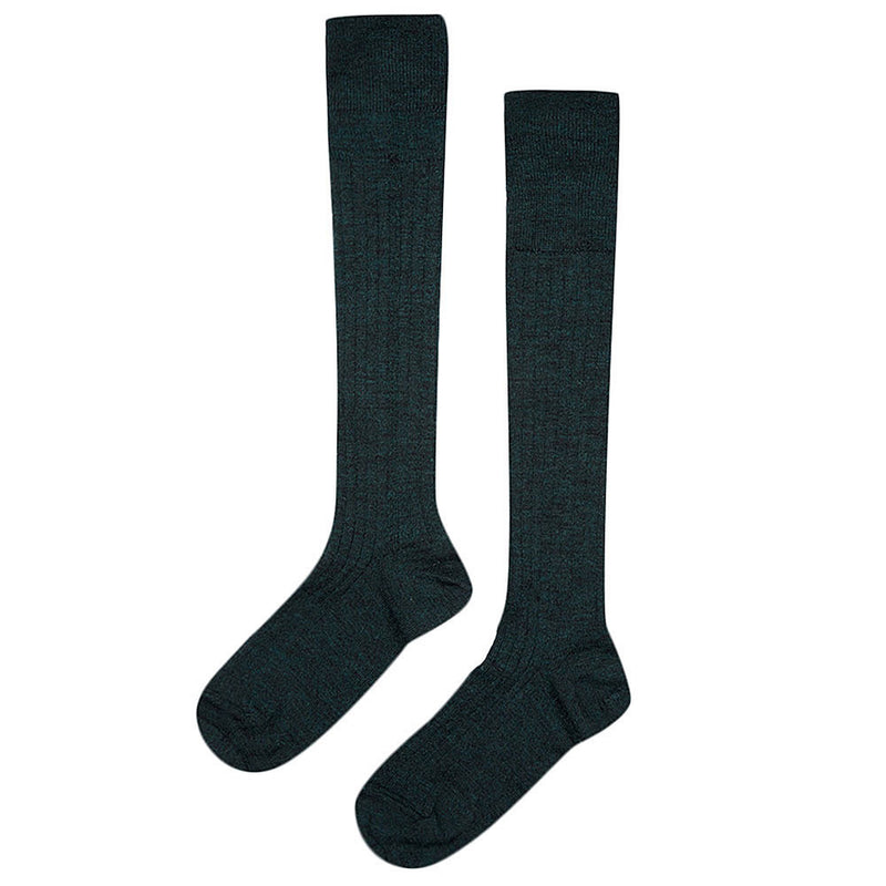 Girls Midnight Green Rib Knee Knitted Sock - CÉMAROSE | Children's Fashion Store