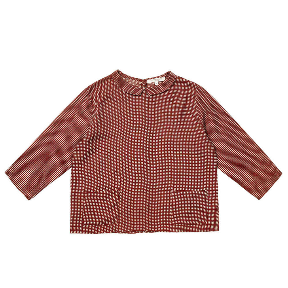 Girls Dark Red Viscose Shirt With Patch Pocket - CÉMAROSE | Children's Fashion Store