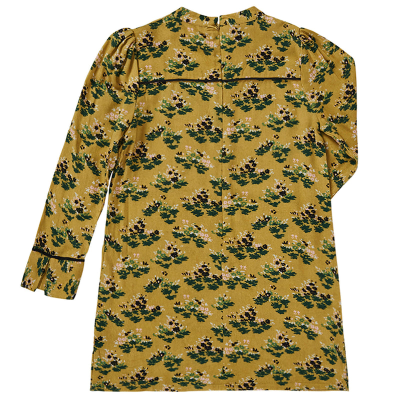 Girls Yellow-Green Flower Printed Trims Woven Dress - CÉMAROSE | Children's Fashion Store - 2