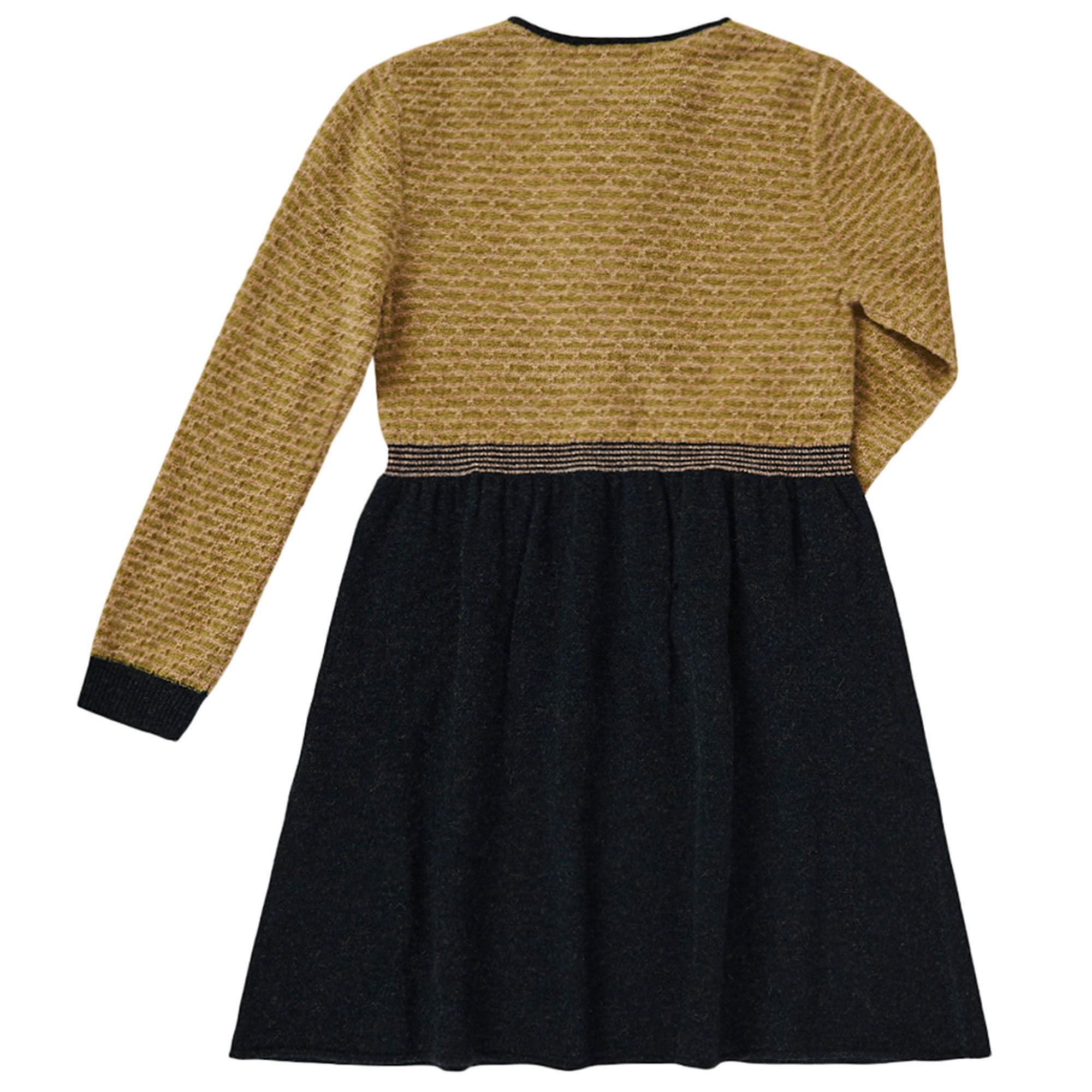 Girls Lime-green & Black Knitted Wool Dress - CÉMAROSE | Children's Fashion Store - 2