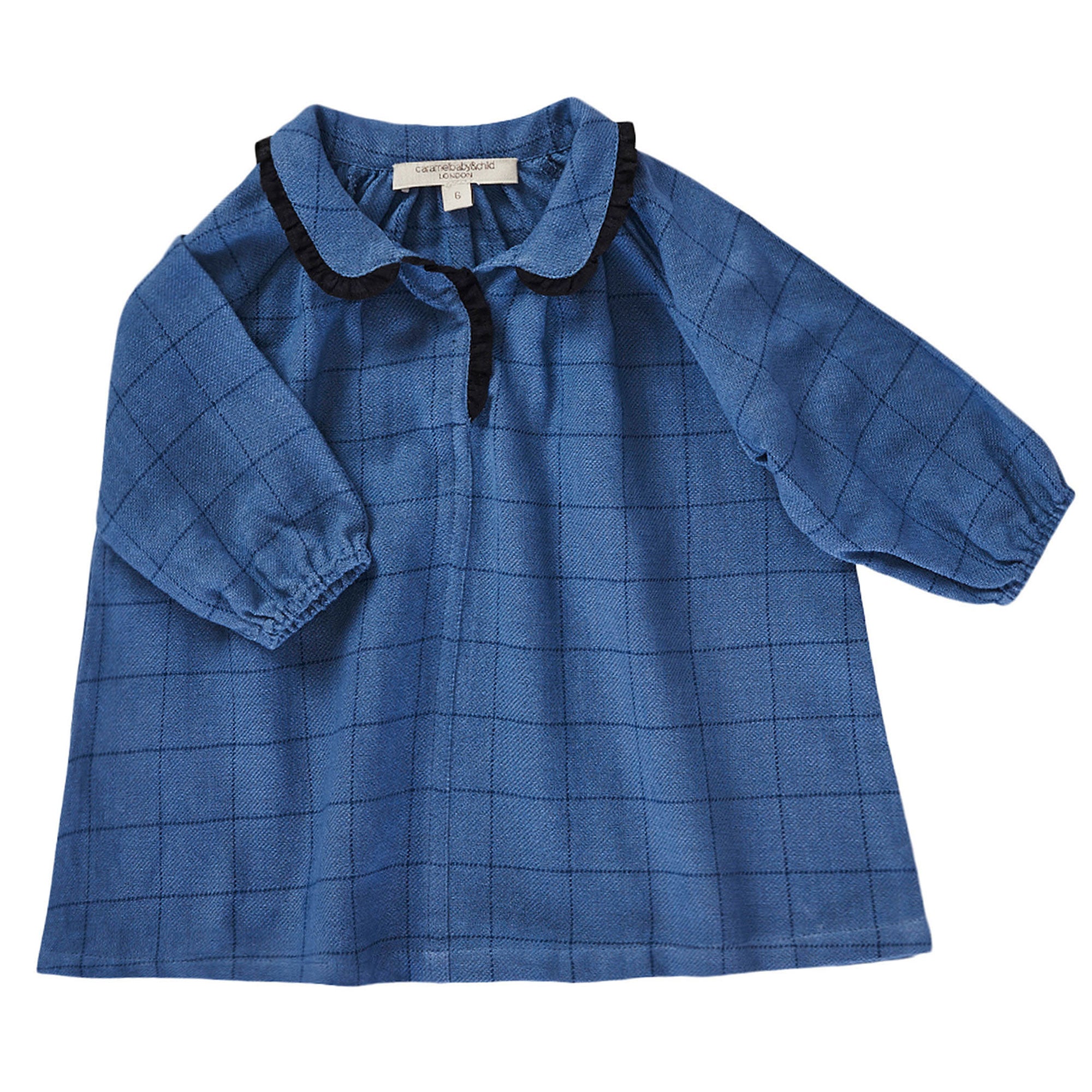 Baby Girls Blue Check Cotton Woven Dress - CÉMAROSE | Children's Fashion Store - 1