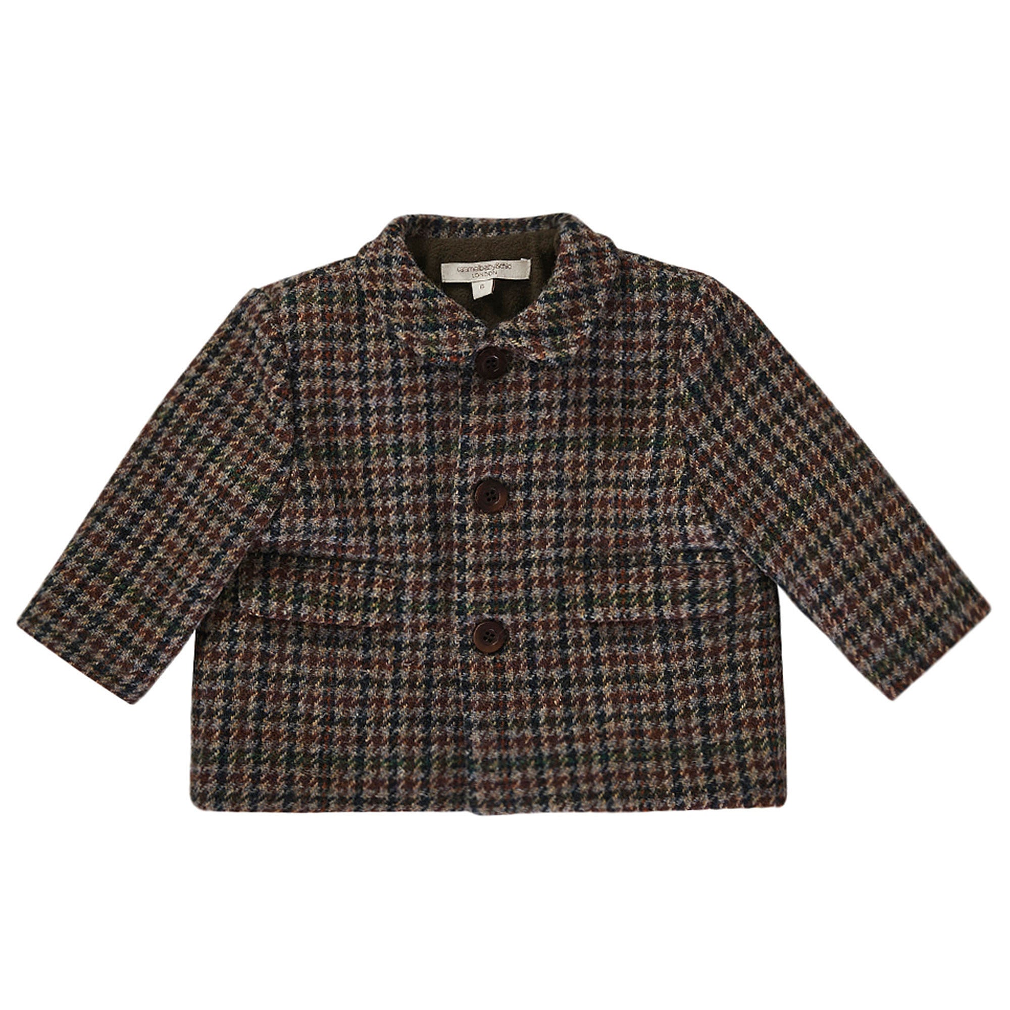 Baby Boys Grey Hsrris Tweed Wool Coat - CÉMAROSE | Children's Fashion Store - 1