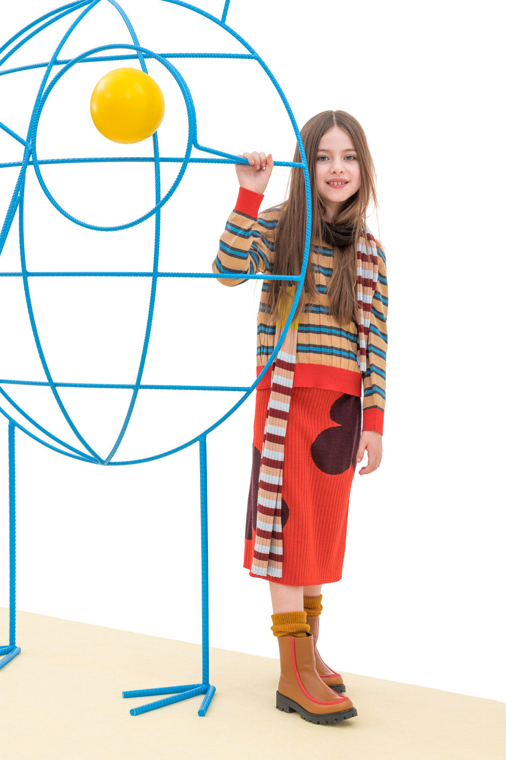 Girls Light Tomato Cotton Sweater