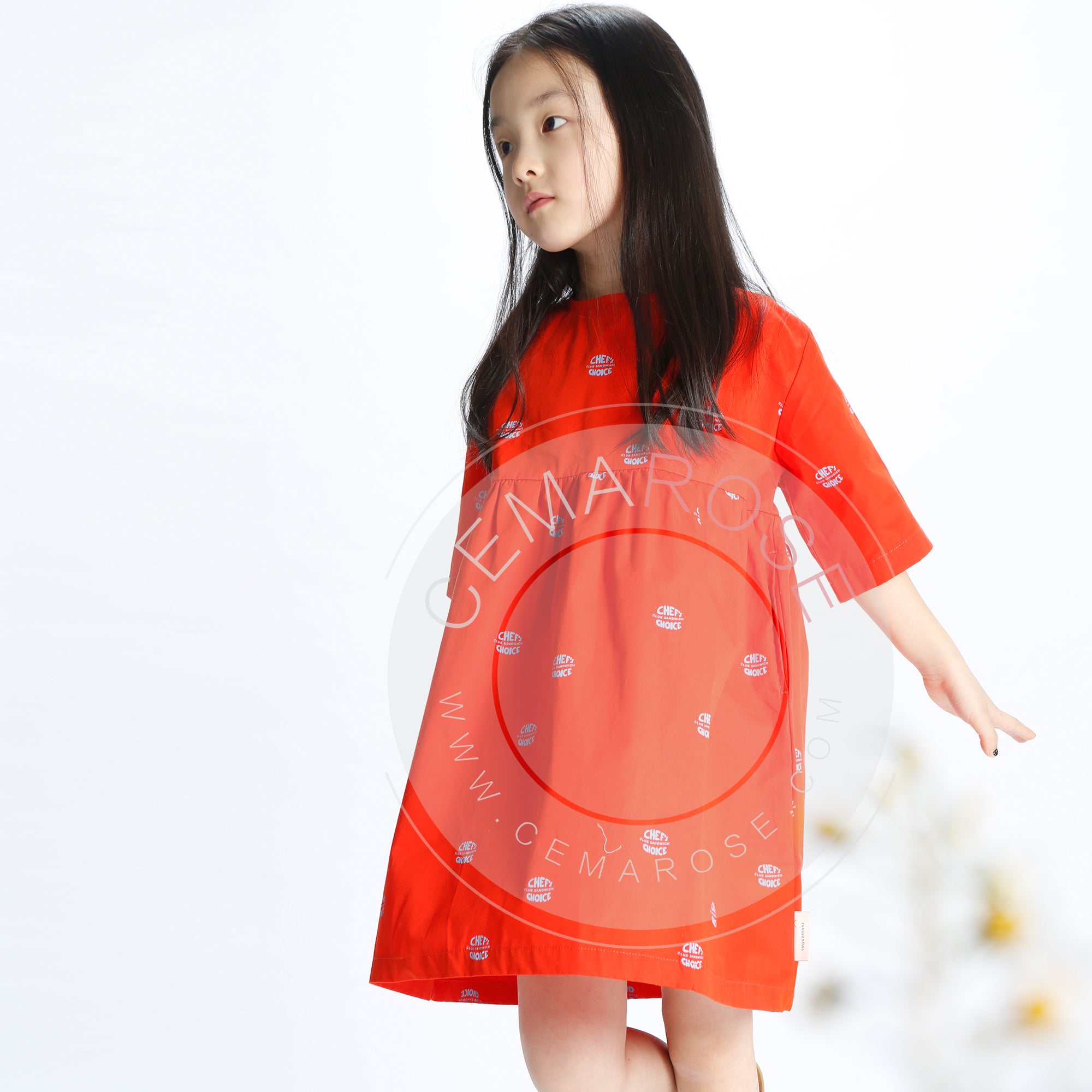 Girls Carmine & Light Cerulean Blue Dress
