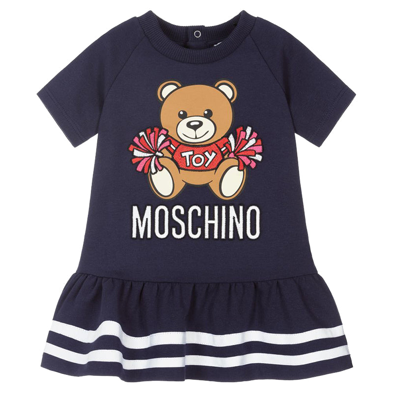 Baby Girls Navy Blue Bear Cotton Dress