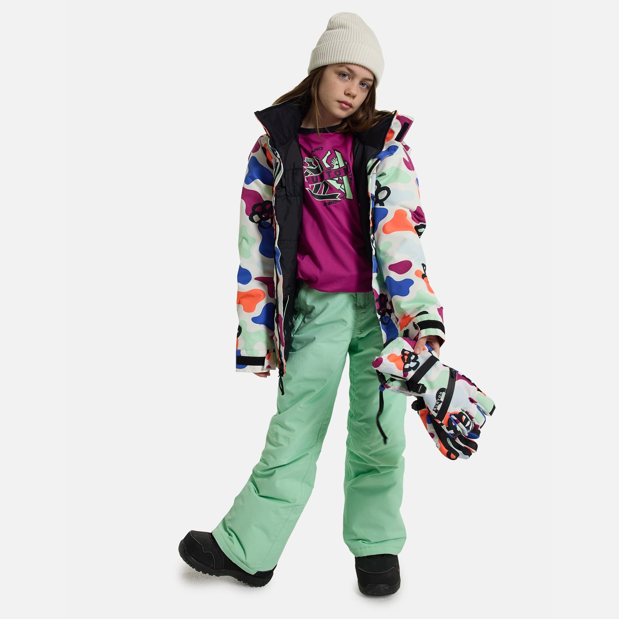Girls Multicolor Flowers Snow Jacket