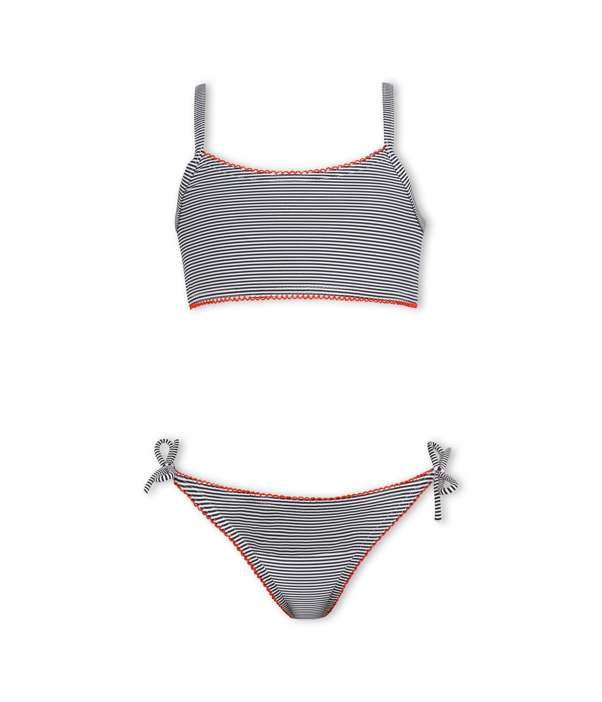 Girls Black Striped Swimsuit