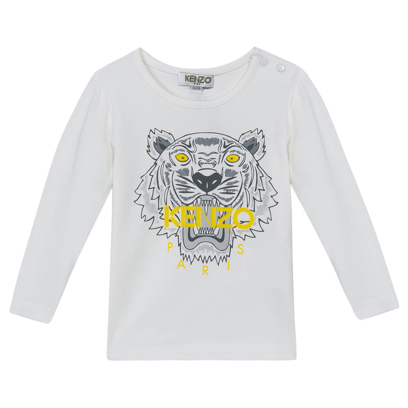 Baby Girls White Embroidered Tiger Head Cotton T-Shirt - CÉMAROSE | Children's Fashion Store - 2
