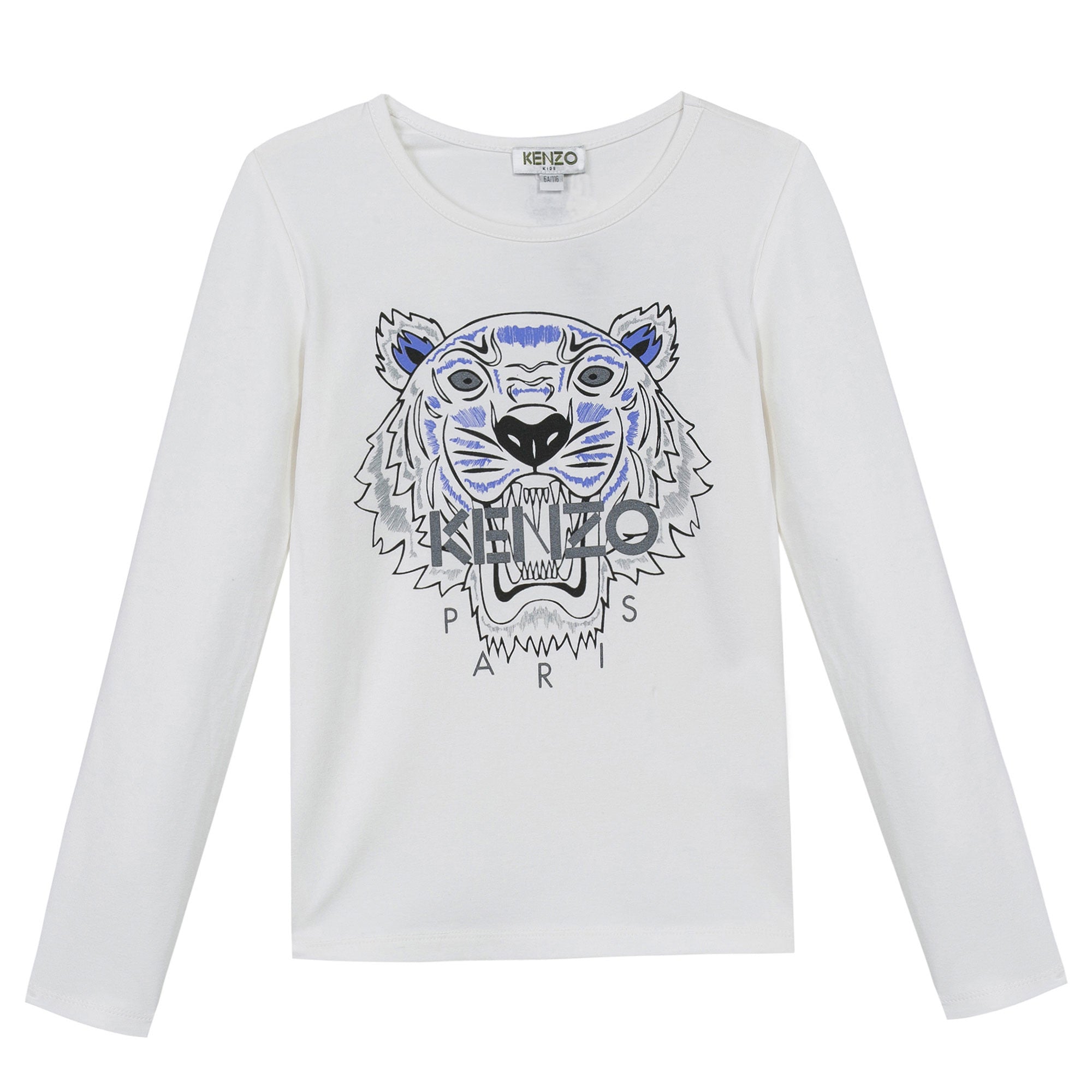Girls White Tiger Head Printed Cotton T-Shirt - CÉMAROSE | Children's Fashion Store - 2