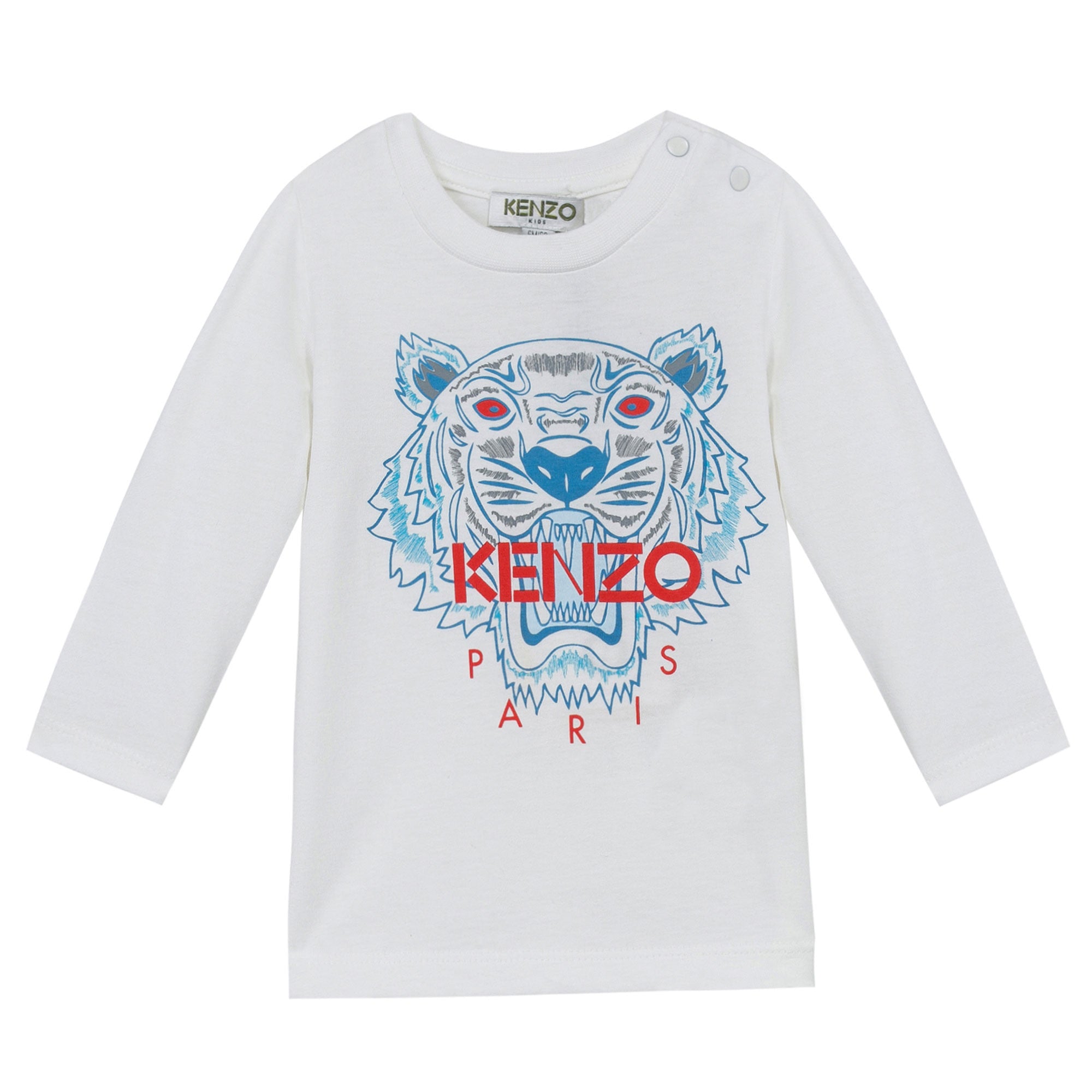 Baby Boys White Embroidered Tiger Head Cotton T-Shirt - CÉMAROSE | Children's Fashion Store
