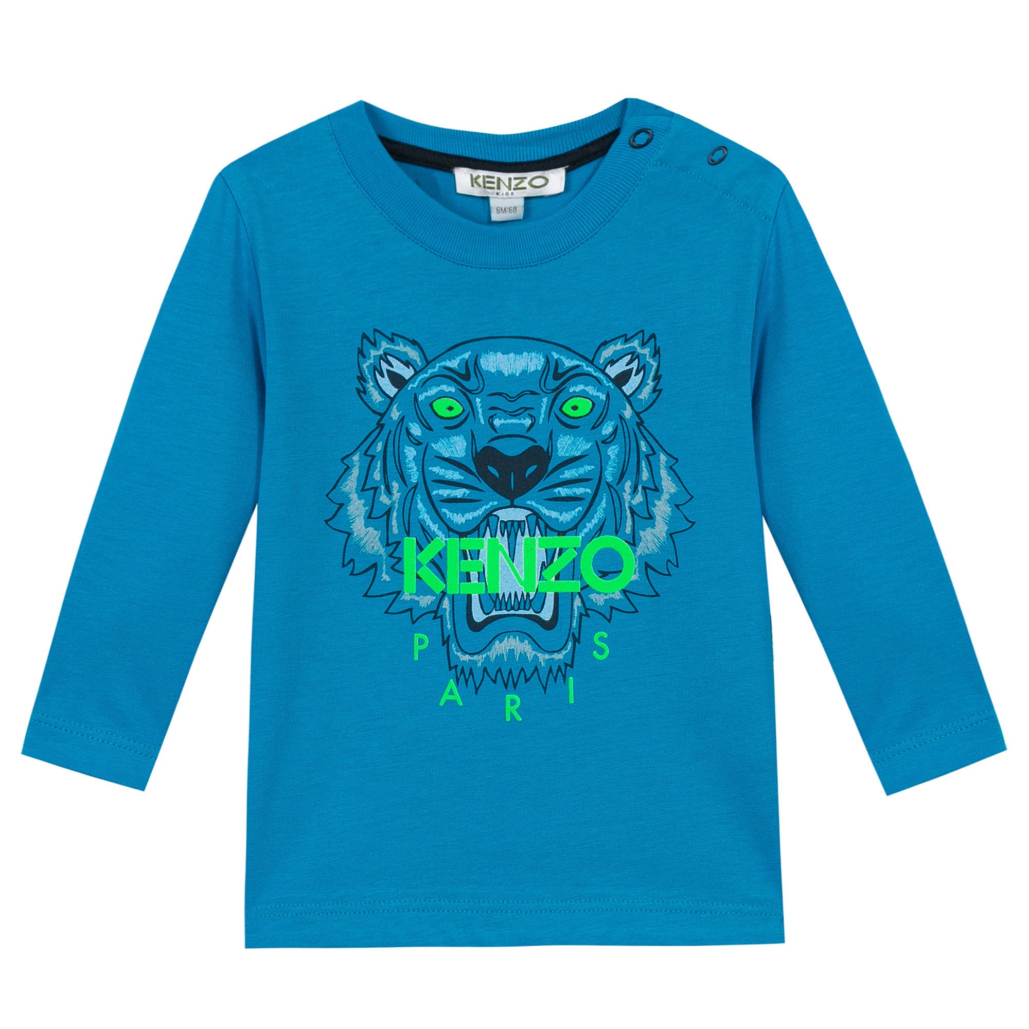 Baby Boys Light Blue Embroidered Tiger Head Cotton T-Shirt - CÉMAROSE | Children's Fashion Store