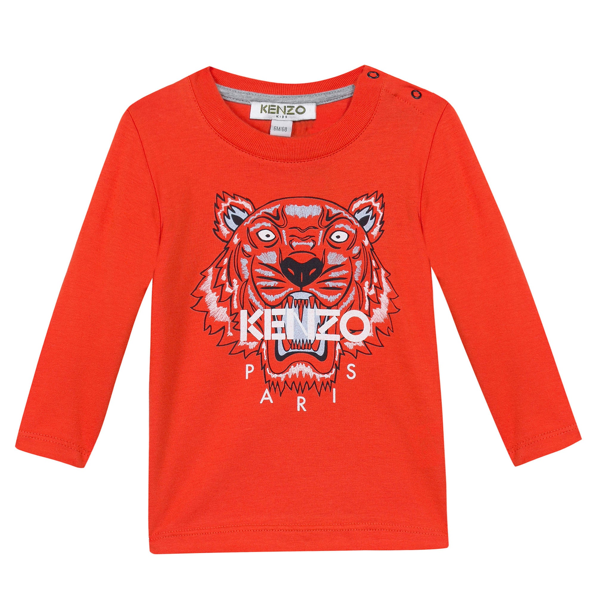 Baby Boys Orange Embroidered Tiger Head Cotton T-Shirt - CÉMAROSE | Children's Fashion Store