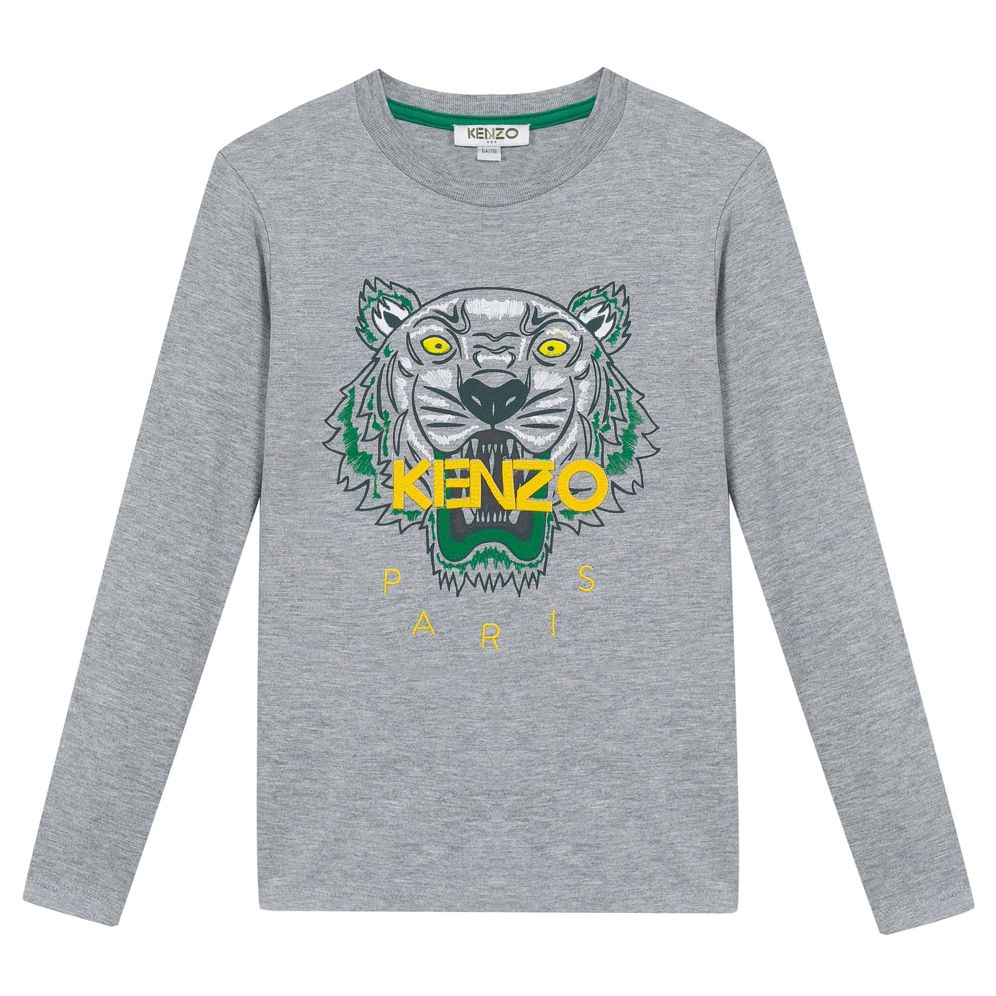 Boys Grey Embroidered Tiger Head Cotton T-Shirt - CÉMAROSE | Children's Fashion Store