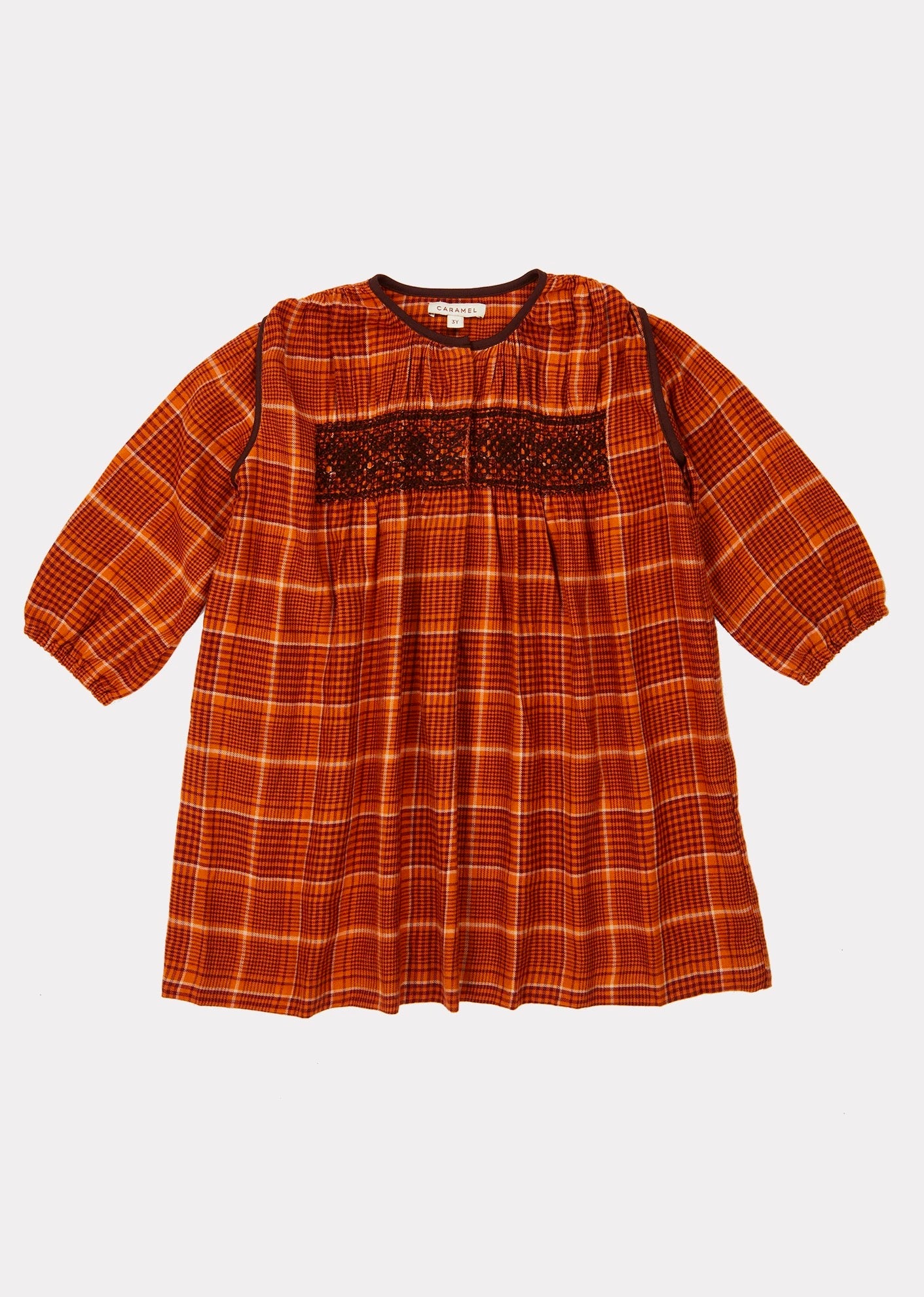 Girls Orange Check Dove Dress