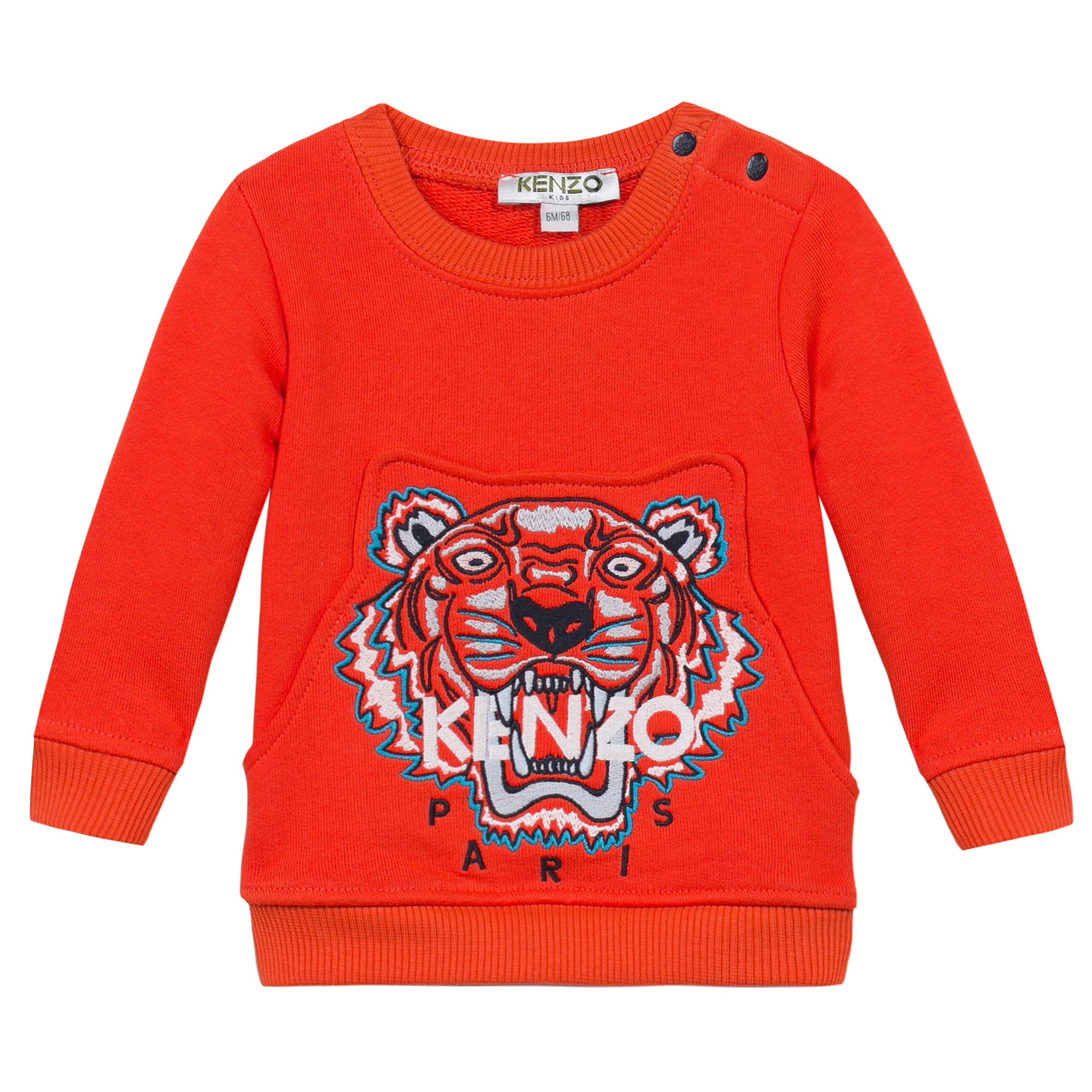 Baby Boys Orange Embroidered Tiger Head Cotton Sweatshirt - CÉMAROSE | Children's Fashion Store