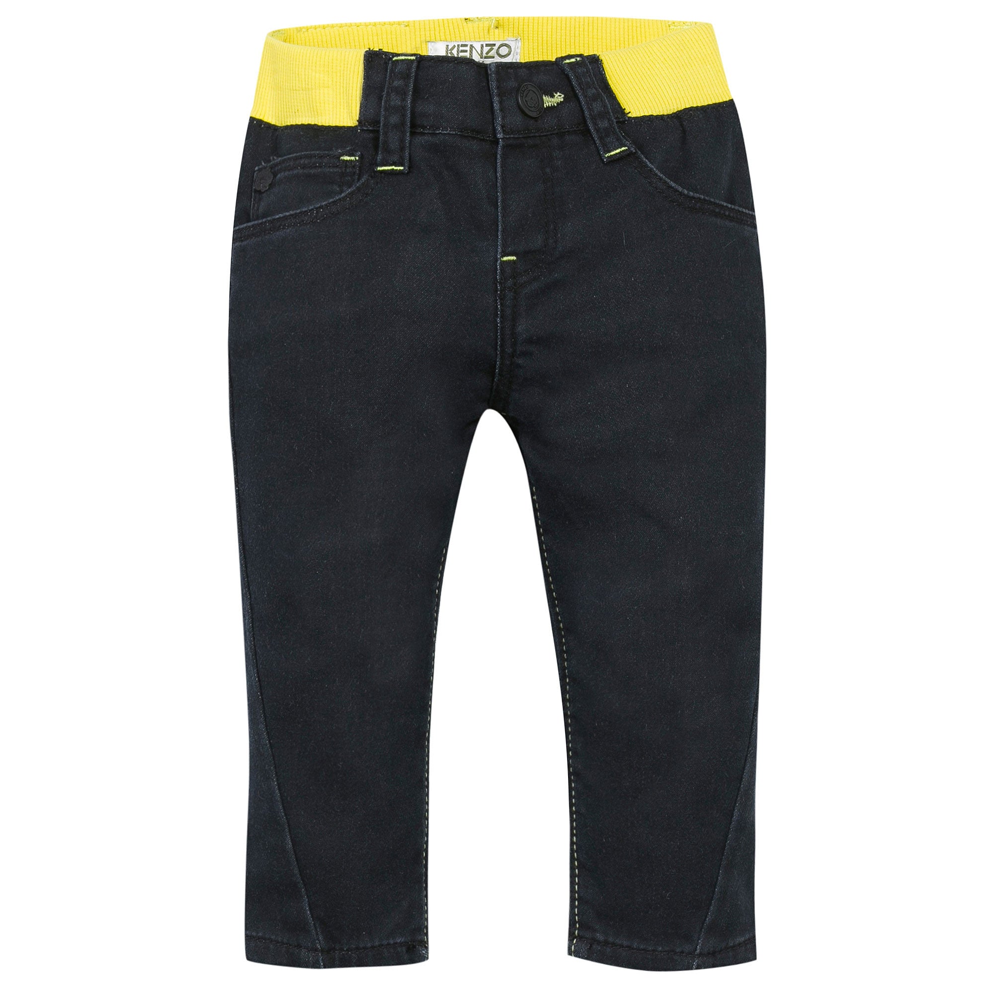 Baby Girls Black Cotton Trouser With Yellow Ribbed - CÉMAROSE | Children's Fashion Store