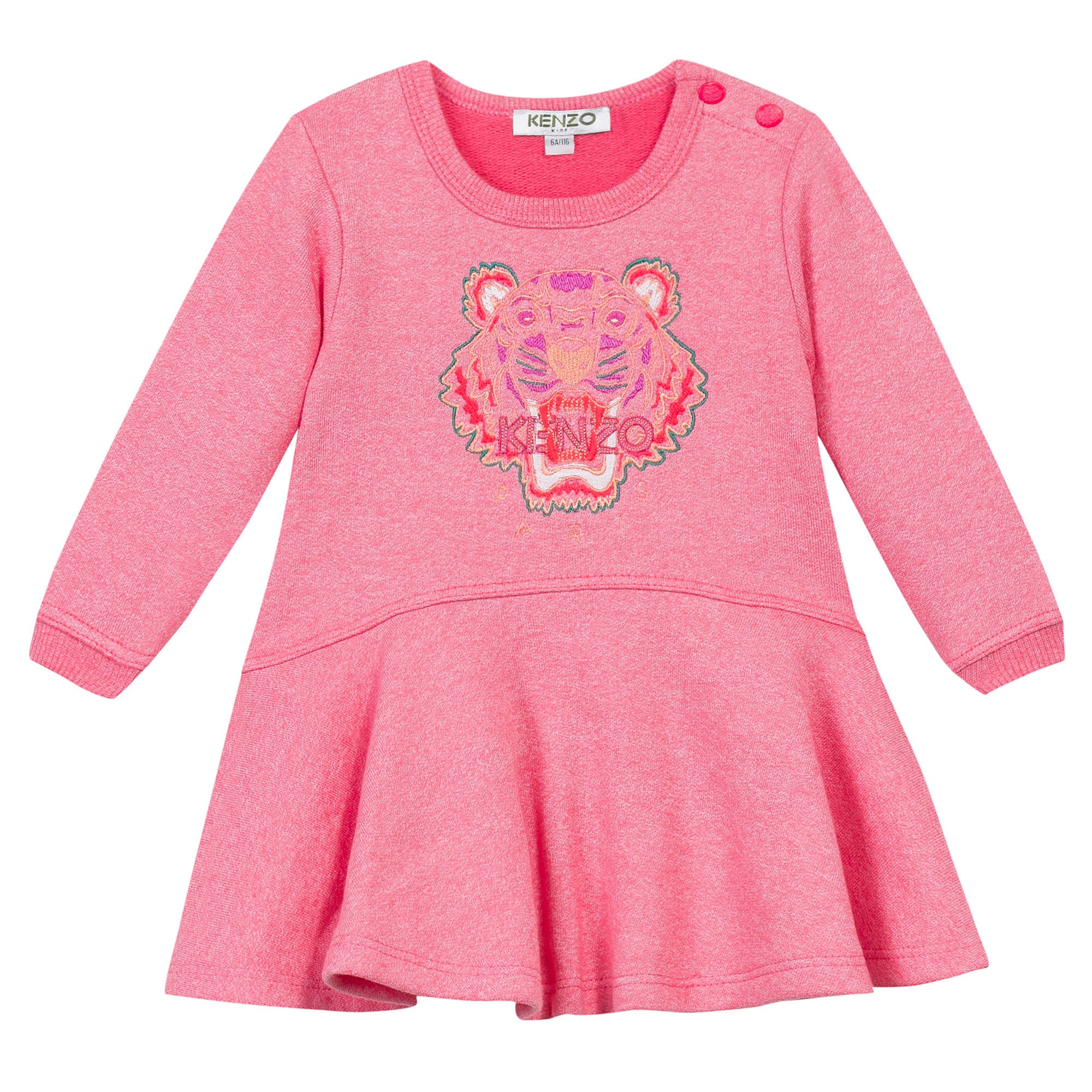 Baby Girls Medium Pink Tiger Head Trims Dress - CÉMAROSE | Children's Fashion Store