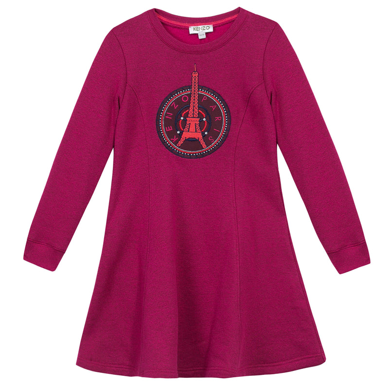 Girls Pink Eiffel Tower Printed Cotton Dress - CÉMAROSE | Children's Fashion Store