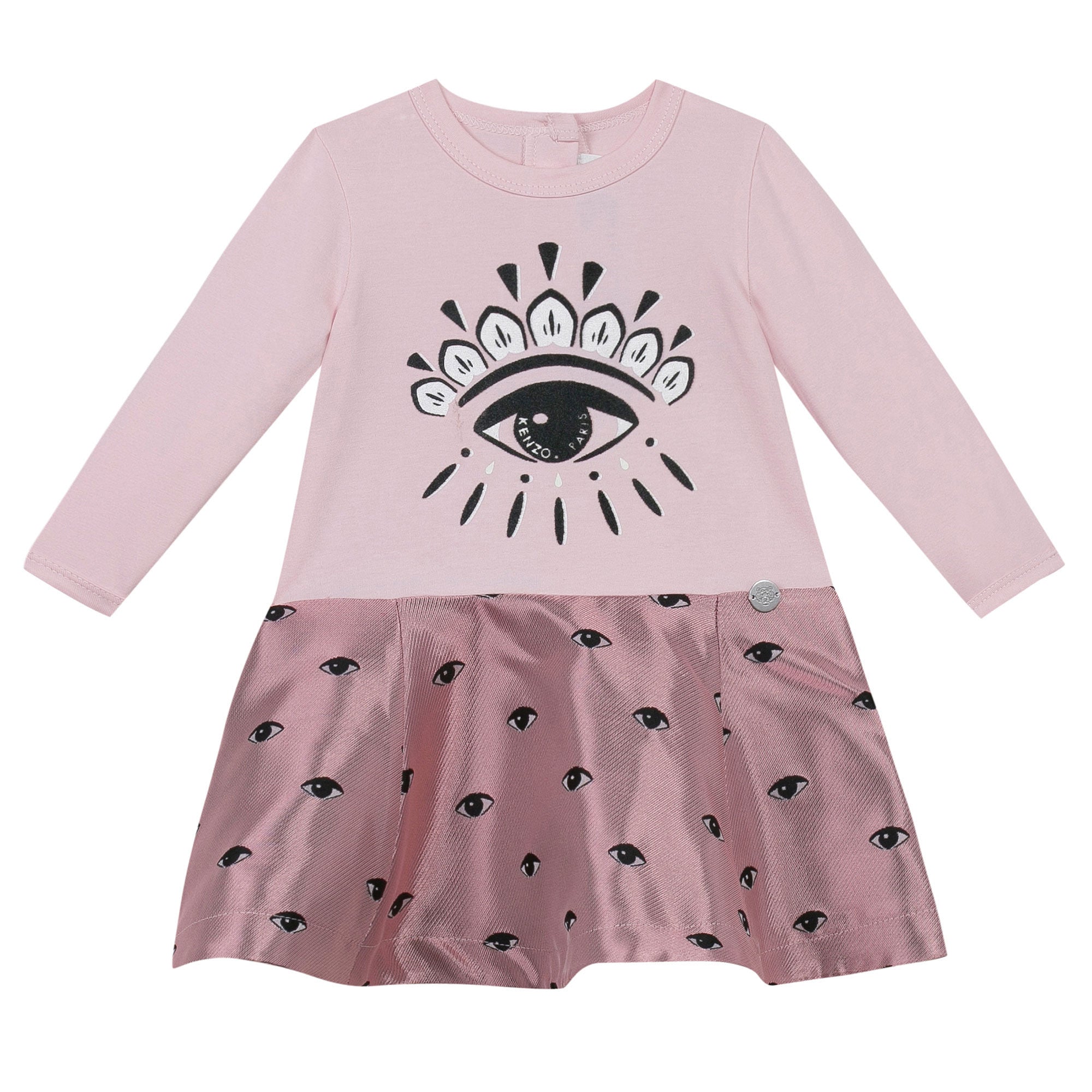 Baby Girls Medoum Pink Eye Printed Trims Cotton Dress - CÉMAROSE | Children's Fashion Store
