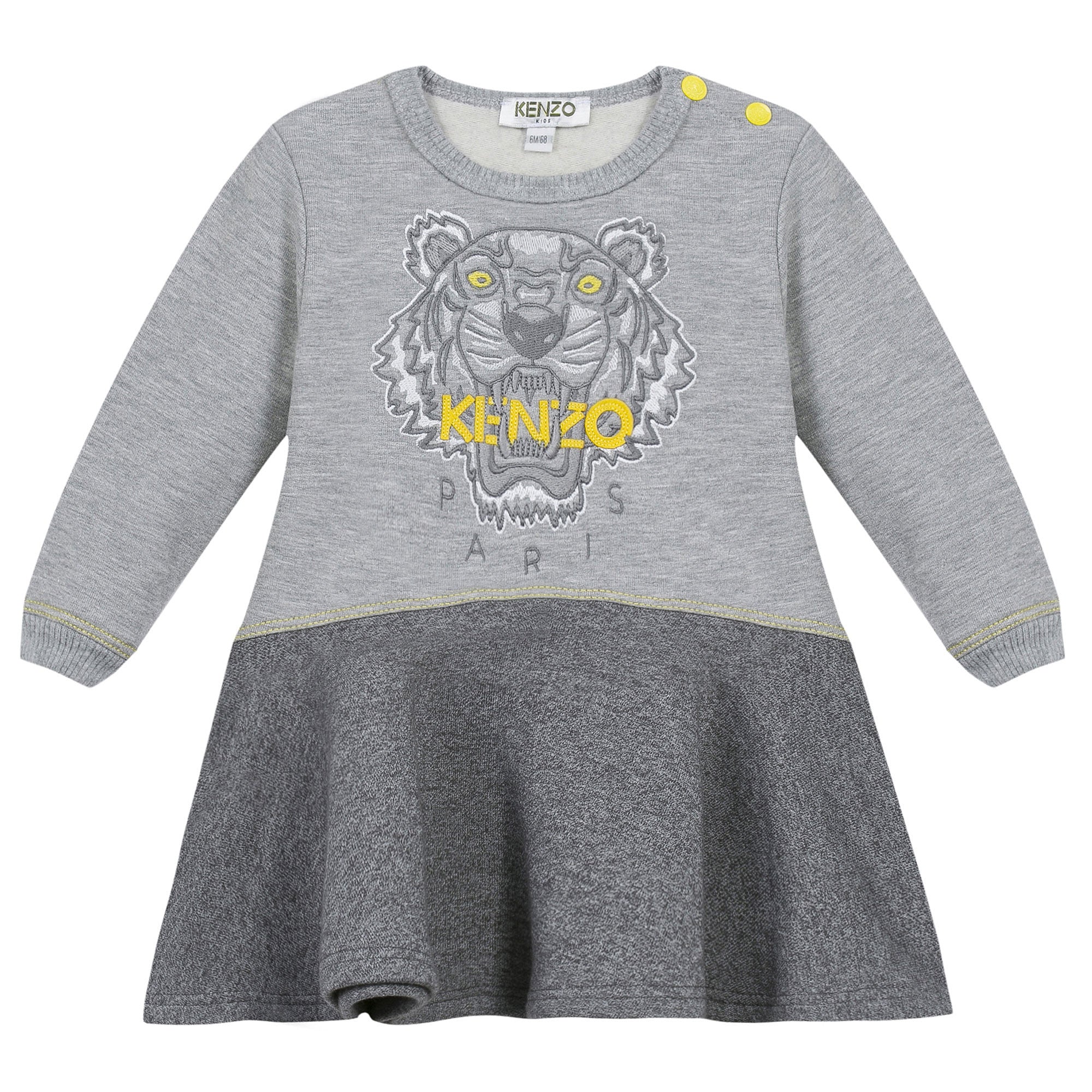 Baby Girls Grey Tiger Head Trims Cotton Dress - CÉMAROSE | Children's Fashion Store