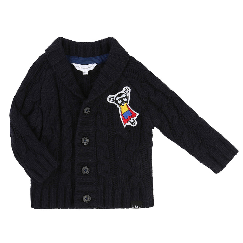 Baby Boys Navy Blue Knitted Cotton Cardigan - CÉMAROSE | Children's Fashion Store