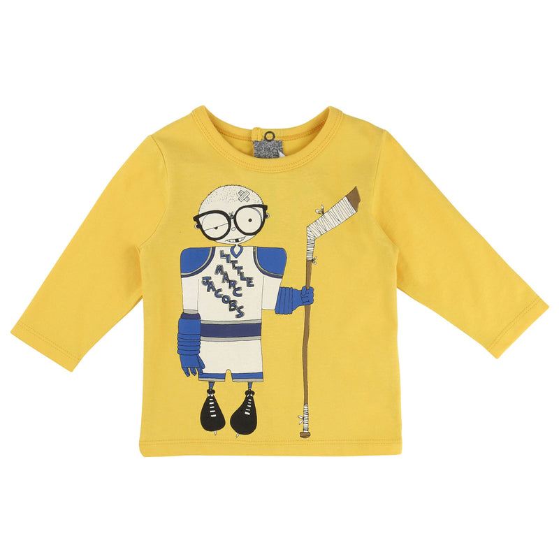 Baby Boys Yellow Fancy Printed Trims Cotton T-Shirt - CÉMAROSE | Children's Fashion Store