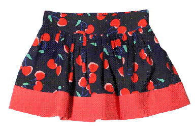 Girls Navy Blue Cherry Printed Trims Skirt - CÉMAROSE | Children's Fashion Store