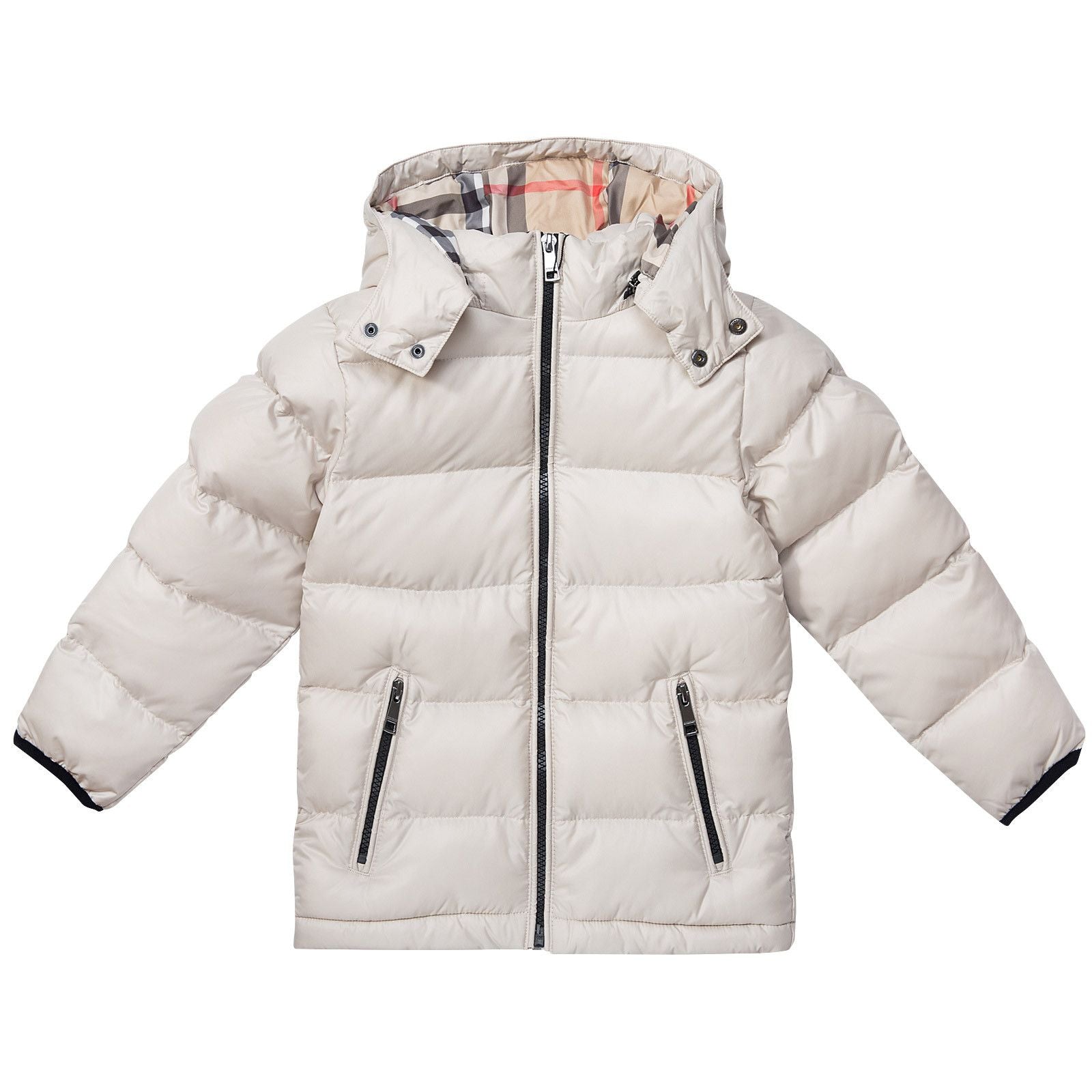 Boys Beige Hooded Puffer Jacket - CÉMAROSE | Children's Fashion Store - 1