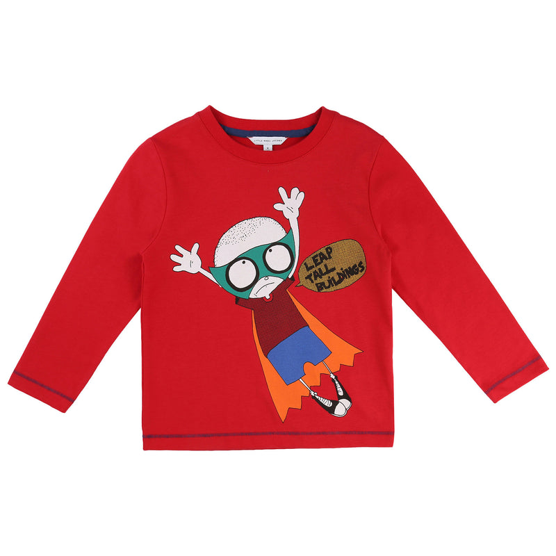 Boys Dark Red Fancy Cartoon Printed Cotton T-Shirt - CÉMAROSE | Children's Fashion Store