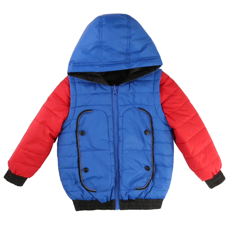 Boys Blue Hooded Remove The Sleeves Down Jacket - CÉMAROSE | Children's Fashion Store - 1