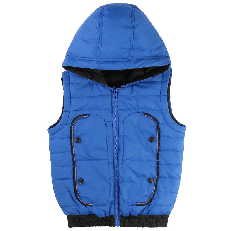 Boys Blue Hooded Remove The Sleeves Down Jacket - CÉMAROSE | Children's Fashion Store - 2