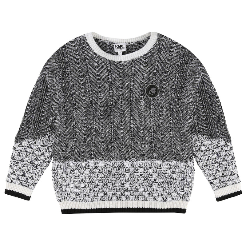 Girls Grey Knitted Cotton Sweater - CÉMAROSE | Children's Fashion Store