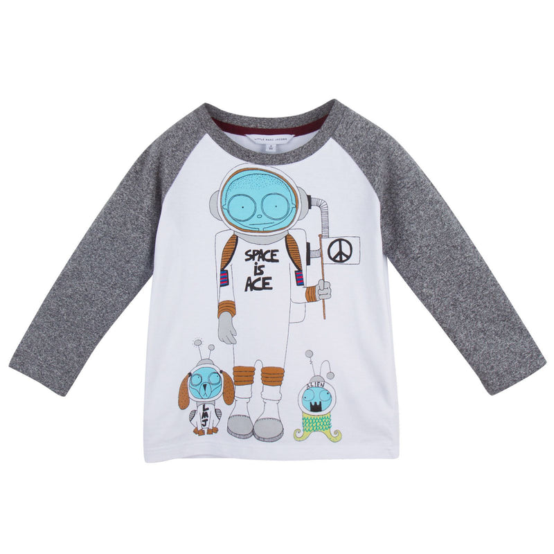 Boys White&Grey 'Mr Marc' Spaceman Printed T-Shirt - CÉMAROSE | Children's Fashion Store - 1