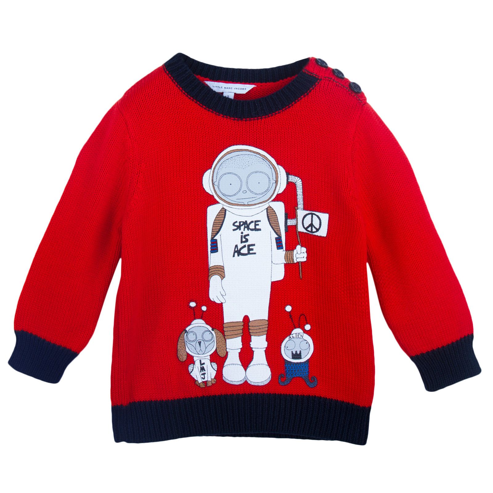 Boys Red 'Mr Marc' Spaceman Knitted Sweater - CÉMAROSE | Children's Fashion Store - 1