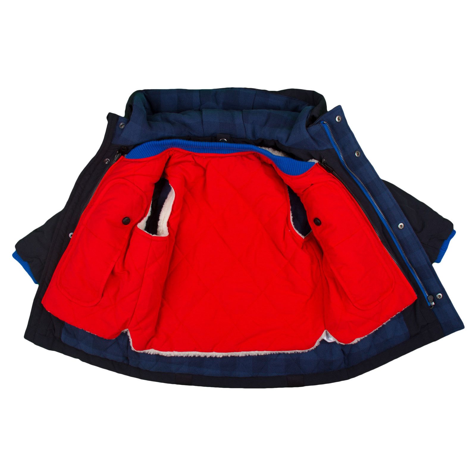 Boys Navy Blue Parka Coat With Fleece Red Gillet - CÉMAROSE | Children's Fashion Store - 3