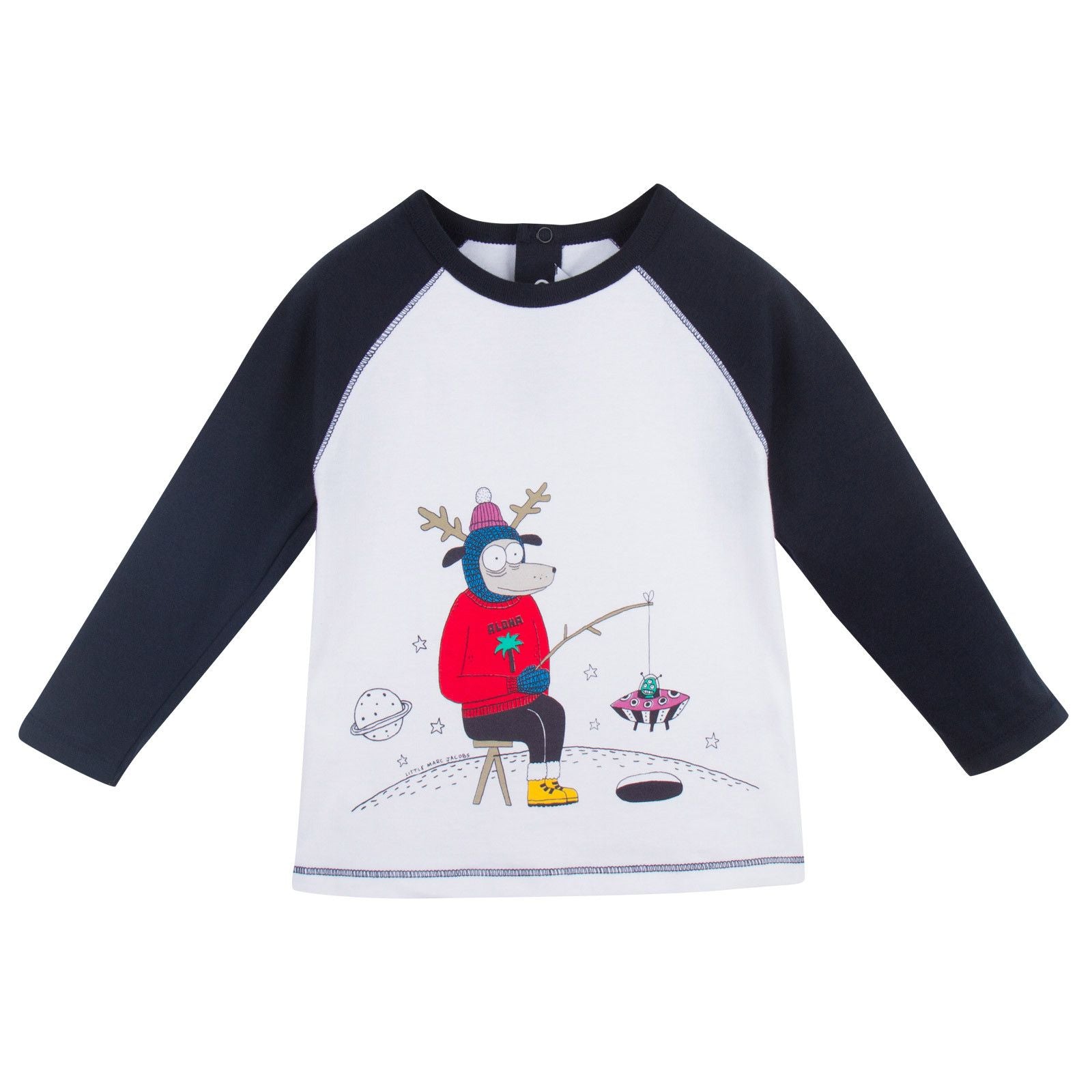 Baby Boys White&Navy Blue Reindeer Printed T-Shirt - CÉMAROSE | Children's Fashion Store - 1
