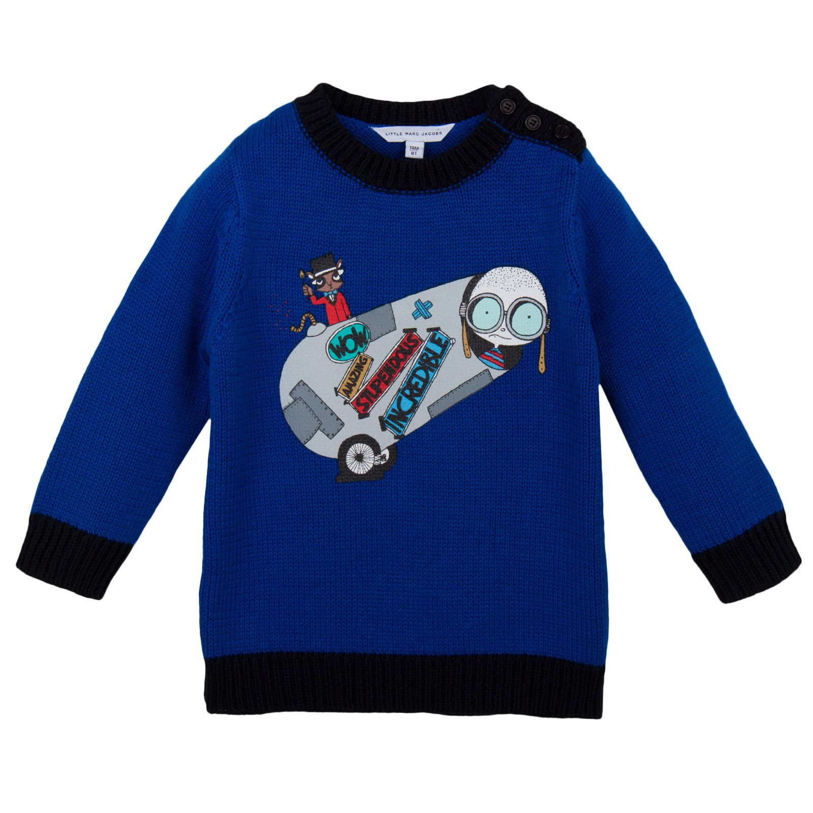 Baby Boys Blue 'Mr Marc' Knitted Sweater - CÉMAROSE | Children's Fashion Store - 1