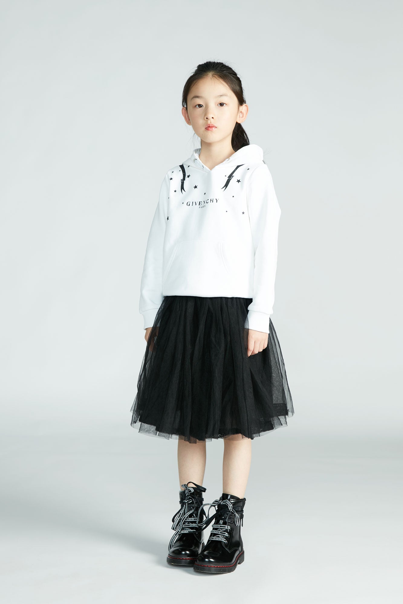 Girls White Hooded Cotton Sweatshirt