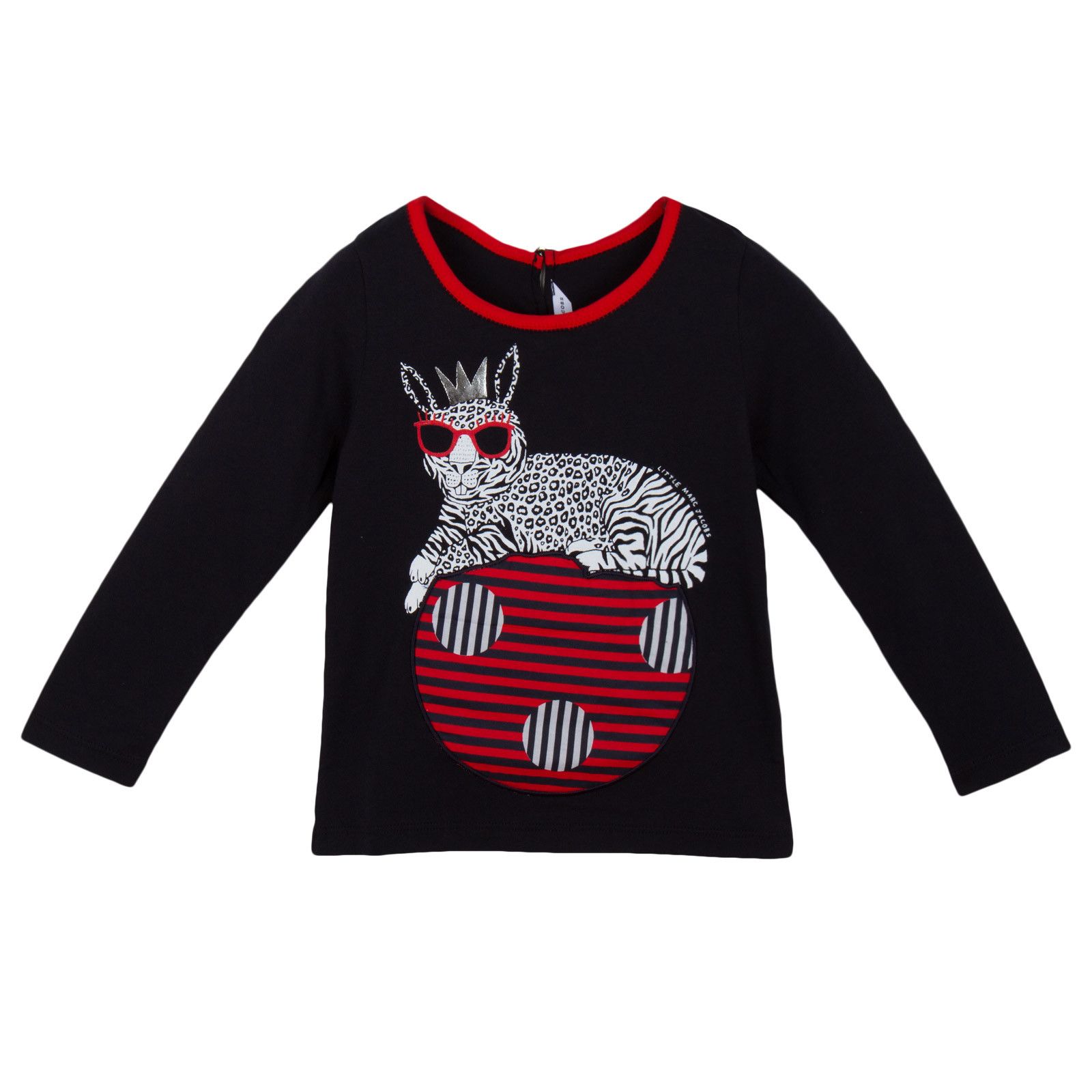 Girls Navy Blue Circus Leopard Printed T-Shirt - CÉMAROSE | Children's Fashion Store - 1