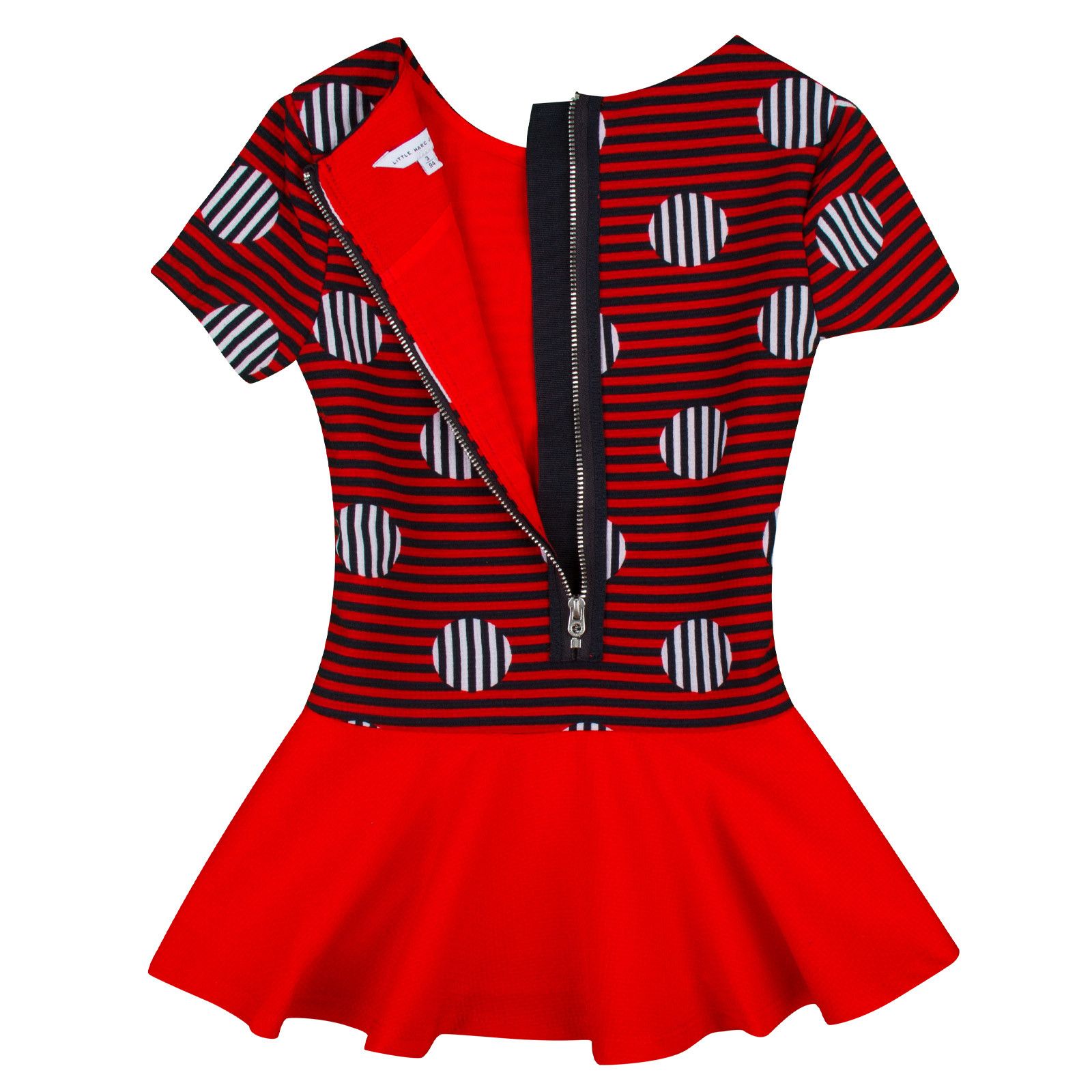 Girls Red&Navy Blue Stripe Dress With Necklace - CÉMAROSE | Children's Fashion Store - 3