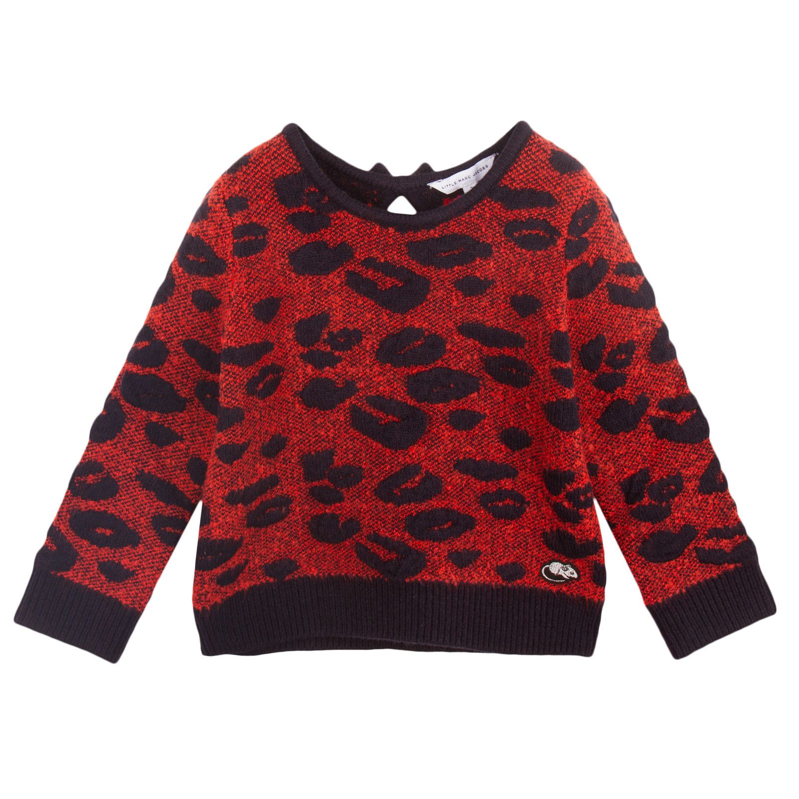 Girls Red&Navy Leopard Knitted Sweater - CÉMAROSE | Children's Fashion Store - 1