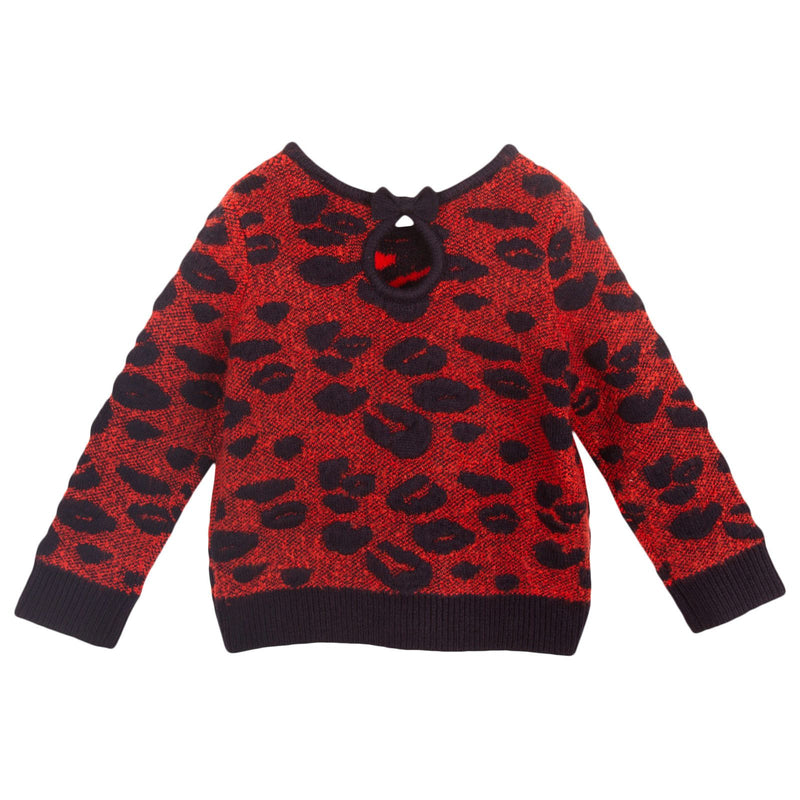 Girls Red&Navy Leopard Knitted Sweater - CÉMAROSE | Children's Fashion Store - 2